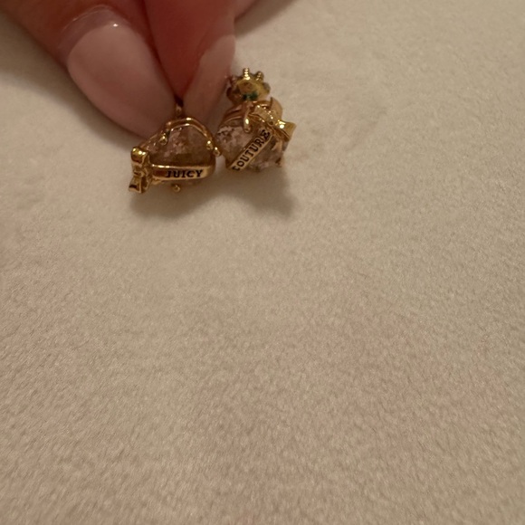 Juicy Couture Light Pink Gem with Gold Banner Earrings - Picture 3 of 4